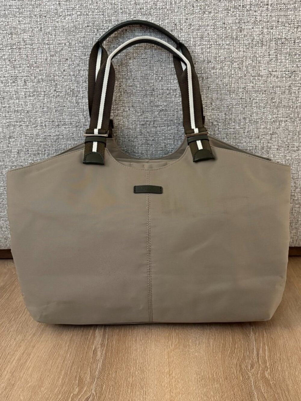agnès b. VOYAGE Olive Gray Nylon Tote Bag